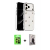 MARSİLYAN™- iPhone 17 Pro Kılıf Yörünge Form - Siyah Bilvis Hayalet Cam Ekran Koruyucu + Raze Metal Kamera Lens - TU