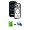 MARSİLYAN™- iPhone 17 Pro Kılıf Zirve Doku Prime - Siyah 3D Antistatik Seramik Nano Ekran Koruyucu + Raze Metal Kamera Lens - TU