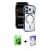 MARSİLYAN™- iPhone 17 Pro Kılıf Zirve Doku Prime - Siyah Bilvis 5in1 3D Magic Cam Ekran Koruyucu + Raze Metal Kamera Lens - GS