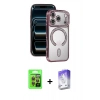 MARSİLYAN™- iPhone 17 Pro Kılıf Zirve Doku Prime - Siyah Bilvis 5in1 3D Magic Cam Ekran Koruyucu + Raze Metal Kamera Lens - TU