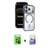MARSİLYAN™- iPhone 17 Pro Kılıf Zirve Doku Prime - Siyah Bilvis 5in1 5D Magic Hayalet Cam Ekran Koruyucu + Raze Metal Kamera Lens - TU