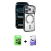 MARSİLYAN™- iPhone 17 Pro Kılıf Zirve Doku Prime - Siyah Bilvis 5in1 5D Magic Hayalet Cam Ekran Koruyucu + Raze Metal Kamera Lens - GS