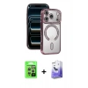 MARSİLYAN™- iPhone 17 Pro Kılıf Zirve Doku Prime - Siyah Bilvis 5in1 5D Magic Hayalet Cam Ekran Koruyucu + Raze Metal Kamera Lens - GS