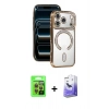 MARSİLYAN™- iPhone 17 Pro Kılıf Zirve Doku Prime - Siyah Bilvis 5in1 5D Magic Hayalet Cam Ekran Koruyucu + Raze Metal Kamera Lens - TU