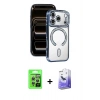 MARSİLYAN™- iPhone 17 Pro Kılıf Zirve Doku Prime - Siyah Bilvis 5in1 5D Magic Hayalet Cam Ekran Koruyucu + Raze Metal Kamera Lens - GS