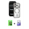 MARSİLYAN™- iPhone 17 Pro Kılıf Zirve Doku Prime - Siyah Bilvis 5in1 5D Magic Hayalet Cam Ekran Koruyucu + Raze Metal Kamera Lens - GS