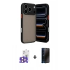 MARSİLYAN™- iPhone 17 Pro Max Kılıf Ahenk Çizgi Serisi - Siyah 3D Antistatik Hayalet Cam Ekran Koruyucu + Bilvis Titan Kamera Lens - TU