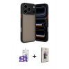 MARSİLYAN™- iPhone 17 Pro Max Kılıf Ahenk Çizgi Serisi - Siyah Bilvis 3D Cam Ekran Koruyucu + Bilvis Titan Kamera Lens - TU