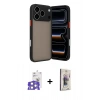 MARSİLYAN™- iPhone 17 Pro Max Kılıf Ahenk Çizgi Serisi - Siyah Bilvis 3D Cam Ekran Koruyucu + Bilvis Titan Kamera Lens - GS