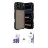 MARSİLYAN™- iPhone 17 Pro Max Kılıf Ahenk Çizgi Serisi - Siyah Bilvis 3X AR HD Cam Ekran Koruyucu + Bilvis Titan Kamera Lens - TU