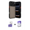 MARSİLYAN™- iPhone 17 Pro Max Kılıf Ahenk Çizgi Serisi - Siyah Bilvis 5in1 3D Magic Cam Ekran Koruyucu + Bilvis Titan Kamera Lens - LT