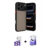 MARSİLYAN™- iPhone 17 Pro Max Kılıf Ahenk Çizgi Serisi - Siyah Bilvis 5in1 5D Magic Hayalet Cam Ekran Koruyucu + Bilvis Titan Kamera Lens - TU