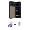 MARSİLYAN™- iPhone 17 Pro Max Kılıf Ahenk Çizgi Serisi - Siyah Joko Magic 5D Cam + Bilvis Titan Kamera Lens - GS