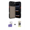 MARSİLYAN™- iPhone 17 Pro Max Kılıf Ahenk Çizgi Serisi - Siyah Joko Magic 5D Hayalet Cam + Bilvis Titan Kamera Lens - LT