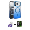 MARSİLYAN™- iPhone 17 Pro Max Kılıf Ahenk Doku Özel Seri - Şeffaf 360 Full Body Arka Koruyucu + Bilvis Titan Kamera Lens - TU