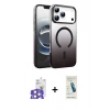 MARSİLYAN™- iPhone 17 Pro Max Kılıf Ahenk Doku Özel Seri - Şeffaf Pasifik Cam Ekran Koruyucu + Bilvis Titan Kamera Lens - GS