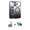 MARSİLYAN™- iPhone 17 Pro Max Kılıf Ahenk Doku Özel Seri - Siyah 3D Antistatik Seramik Nano Ekran Koruyucu + Bilvis Titan Kamera Lens - LT