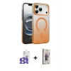 MARSİLYAN™- iPhone 17 Pro Max Kılıf Ahenk Doku Özel Seri - Siyah Bilvis 3D Cam Ekran Koruyucu + Bilvis Titan Kamera Lens - GS