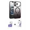 MARSİLYAN™- iPhone 17 Pro Max Kılıf Ahenk Doku Özel Seri - Siyah Bilvis 3X AR HD Cam Ekran Koruyucu + Bilvis Titan Kamera Lens - GS