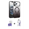MARSİLYAN™- iPhone 17 Pro Max Kılıf Ahenk Doku Özel Seri - Siyah Bilvis 3X AR HD Cam Ekran Koruyucu + Bilvis Titan Kamera Lens - LT