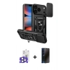 MARSİLYAN™- iPhone 17 Pro Max Kılıf Ahenk Klasik - Siyah 3D Antistatik Hayalet Cam Ekran Koruyucu + Bilvis Titan Kamera Lens - NLGY