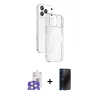 MARSİLYAN™- iPhone 17 Pro Max Kılıf Ahenk Minimal Serisi - Siyah 3D Antistatik Hayalet Cam Ekran Koruyucu + Bilvis Titan Kamera Lens - GS