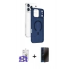 MARSİLYAN™- iPhone 17 Pro Max Kılıf Ahenk Minimal Serisi - Siyah 3D Antistatik Hayalet Cam Ekran Koruyucu + Bilvis Titan Kamera Lens - GS