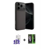 MARSİLYAN™- iPhone 17 Pro Max Kılıf Ahenk Serisi - Siyah 360 Mat Full Body Arka Koruyucu + Bilvis Titan Kamera Lens - NLGY