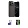 MARSİLYAN™- iPhone 17 Pro Max Kılıf Ahenk Serisi - Siyah 360 Mat Full Body Arka Koruyucu + Bilvis Titan Kamera Lens - LT