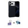 MARSİLYAN™- iPhone 17 Pro Max Kılıf Ahenk Serisi - Siyah 3D Antistatik Cam Ekran Koruyucu + Bilvis Titan Kamera Lens - NLGY