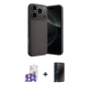 MARSİLYAN™- iPhone 17 Pro Max Kılıf Ahenk Serisi - Siyah 3D Antistatik Hayalet Cam Ekran Koruyucu + Bilvis Titan Kamera Lens - TU