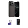 MARSİLYAN™- iPhone 17 Pro Max Kılıf Ahenk Serisi - Siyah 3D Antistatik Hayalet Cam Ekran Koruyucu + Bilvis Titan Kamera Lens - LT