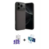 MARSİLYAN™- iPhone 17 Pro Max Kılıf Ahenk Serisi - Siyah 3D Antistatik Seramik Nano Ekran Koruyucu + Bilvis Titan Kamera Lens - GS