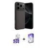 MARSİLYAN™- iPhone 17 Pro Max Kılıf Ahenk Serisi - Siyah Bilvis 5in1 3D Magic Cam Ekran Koruyucu + Bilvis Titan Kamera Lens - GS