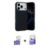 MARSİLYAN™- iPhone 17 Pro Max Kılıf Ahenk Serisi - Siyah Bilvis 5in1 5D Magic Hayalet Cam Ekran Koruyucu + Lacivert Bilvis Titan Kamera Lens