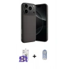 MARSİLYAN™- iPhone 17 Pro Max Kılıf Ahenk Serisi - Siyah Joko Magic 5D Cam + Turuncu Bilvis Titan Kamera Lens