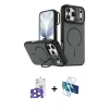 MARSİLYAN™- iPhone 17 Pro Max Kılıf Çekirdek Klasik - Siyah 3D Antistatik Seramik Nano Ekran Koruyucu + Natural Grey Bilvis Titan Kamera Lens