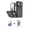 MARSİLYAN™- iPhone 17 Pro Max Kılıf Çekirdek Klasik - Siyah Bilvis 3D Cam Ekran Koruyucu + Gümüş Bilvis Titan Kamera Lens