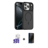 MARSİLYAN™- iPhone 17 Pro Max Kılıf Doruk Form Serisi - Siyah 3D Antistatik Hayalet Cam Ekran Koruyucu + Bilvis Titan Kamera Lens - LT