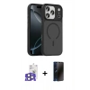 MARSİLYAN™- iPhone 17 Pro Max Kılıf Doruk Form Serisi - Siyah 3D Antistatik Hayalet Cam Ekran Koruyucu + Bilvis Titan Kamera Lens - NLGY