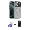 MARSİLYAN™- iPhone 17 Pro Max Kılıf Doruk Form Serisi - Siyah 3D Antistatik Hayalet Cam Ekran Koruyucu + Bilvis Titan Kamera Lens - NLGY