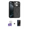 MARSİLYAN™- iPhone 17 Pro Max Kılıf Doruk Form Serisi - Siyah 3D Antistatik Hayalet Cam Ekran Koruyucu + Bilvis Titan Kamera Lens - TU