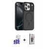 MARSİLYAN™- iPhone 17 Pro Max Kılıf Doruk Form Serisi - Siyah Bilvis 3D Cam Ekran Koruyucu + Bilvis Titan Kamera Lens - LT