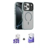 MARSİLYAN™- iPhone 17 Pro Max Kılıf Doruk Form Serisi - Siyah Bilvis 5in1 5D Magic Hayalet Cam Ekran Koruyucu + Gümüş Bilvis Titan Kamera Lens