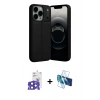 MARSİLYAN™- iPhone 17 Pro Max Kılıf Doruk Klasik Özel Seri - Siyah 3D Antistatik Cam Ekran Koruyucu + Bilvis Titan Kamera Lens - LT