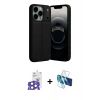 MARSİLYAN™- iPhone 17 Pro Max Kılıf Doruk Klasik Özel Seri - Siyah 3D Antistatik Cam Ekran Koruyucu + Bilvis Titan Kamera Lens - NLGY