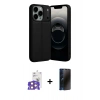 MARSİLYAN™- iPhone 17 Pro Max Kılıf Doruk Klasik Özel Seri - Siyah 3D Antistatik Hayalet Cam Ekran Koruyucu + Bilvis Titan Kamera Lens - TU