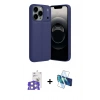 MARSİLYAN™- iPhone 17 Pro Max Kılıf Doruk Klasik Özel Seri - Siyah 3D Antistatik Seramik Nano Ekran Koruyucu + Gümüş Bilvis Titan Kamera Lens