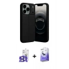 MARSİLYAN™- iPhone 17 Pro Max Kılıf Doruk Klasik Özel Seri - Siyah Bilvis 5in1 5D Magic Hayalet Cam Ekran Koruyucu + Bilvis Titan Kamera Lens - LT