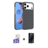 MARSİLYAN™- iPhone 17 Pro Max Kılıf Doruk Serisi - Siyah 3D Antistatik Hayalet Cam Ekran Koruyucu + Bilvis Titan Kamera Lens - GS